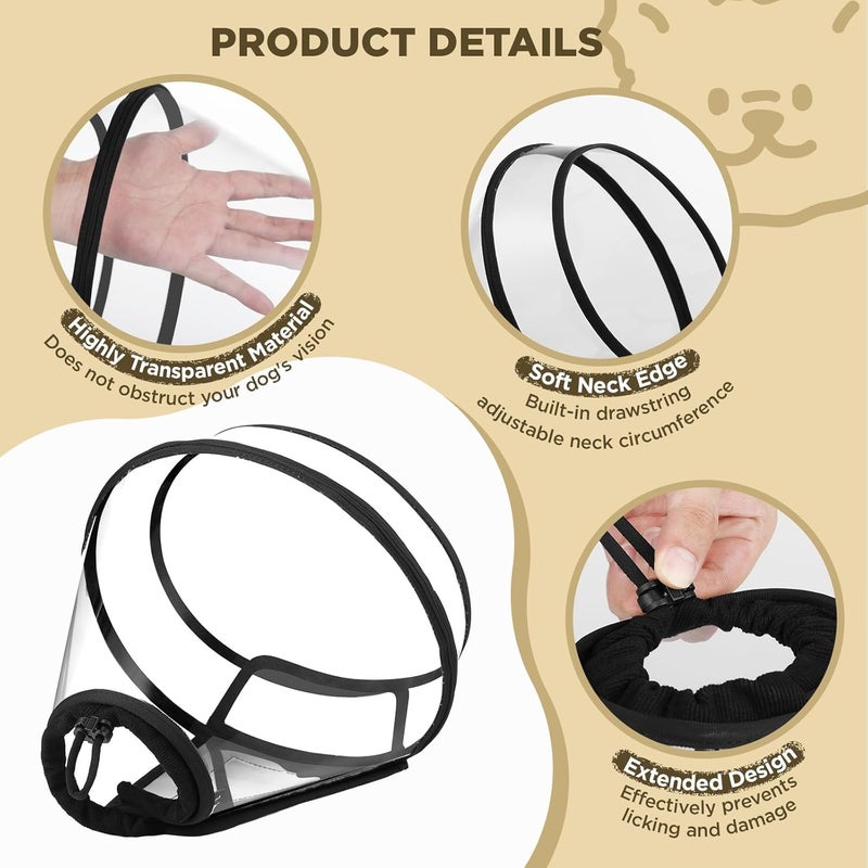 BONTHEE Dog Cone Collar for After Surgery,Transparent Dog Cones Alternative for Small Large Medium Size Dogs,Adjustable Depth Pet Recovery Collars,Elizabethan Collar for Dogs Stop Licking Wound(M) - Image 3